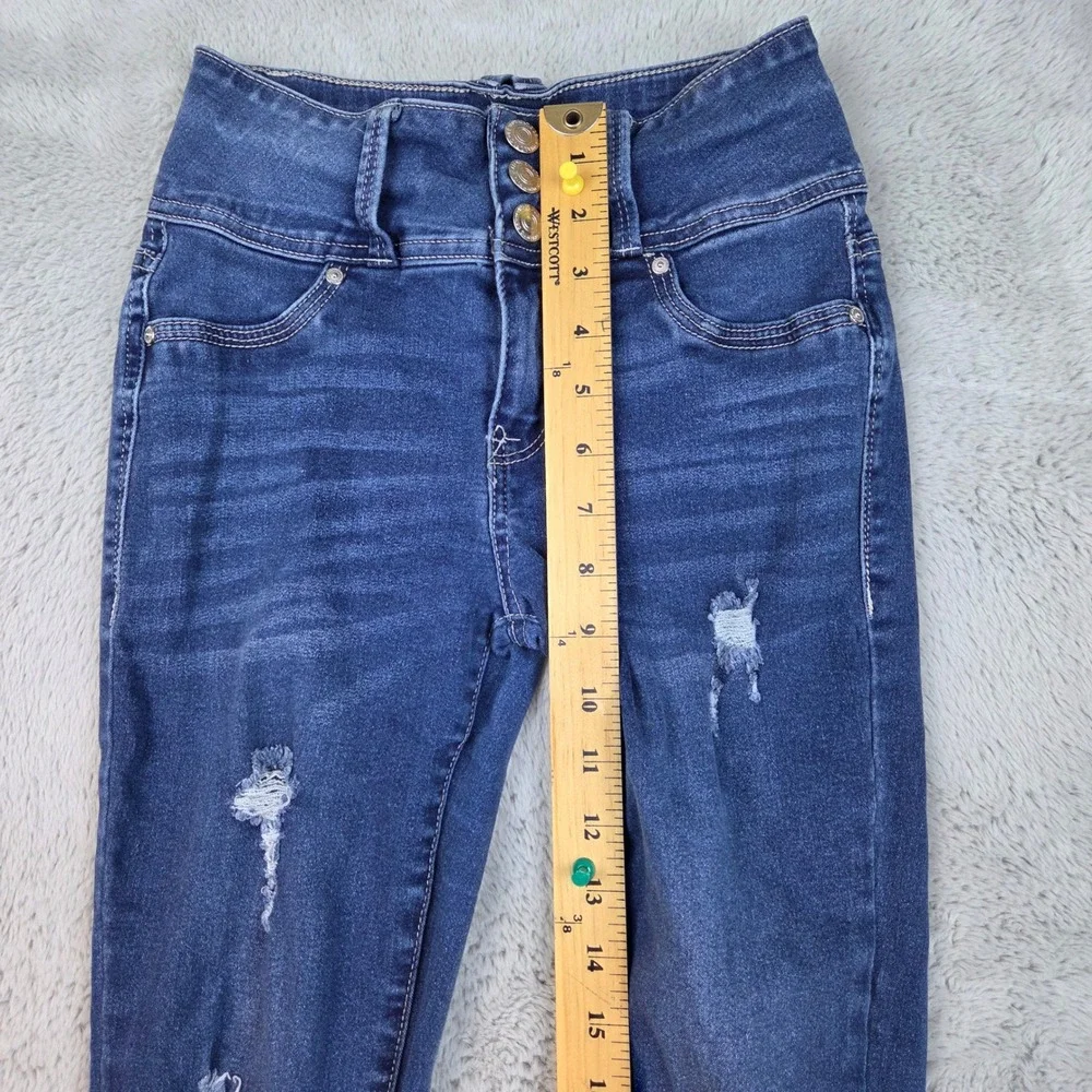 WallFlower Skinny Jeans Girls‎ 3 REG Sassy High Rise Distressed Blue Denim
